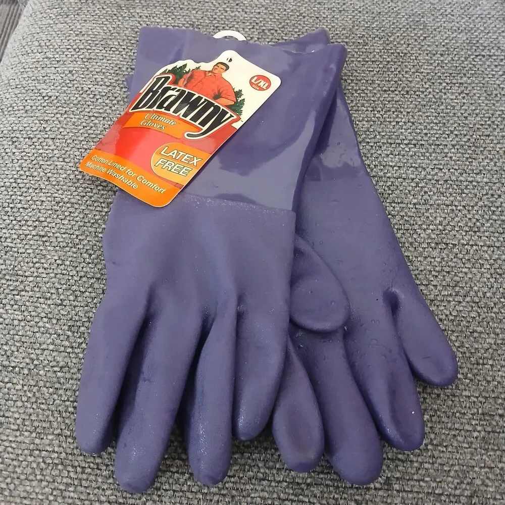 Vtg NOS Brawny Purple Work Gloves Deadstock Garden Cotton Lined  L/XL